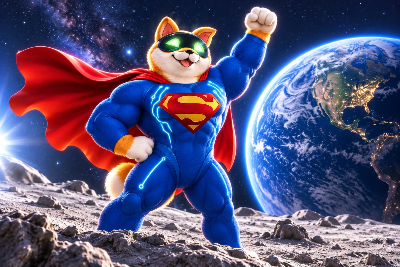Artificial Super Inu on the moon